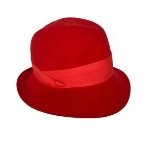 Vintage Doeskin Felt 100% Wool Red Woman’s Hat